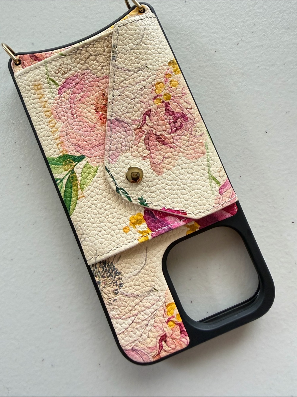 Bandolier Lily Ceci Ivory Floral Gold iPhone 13 Pro Leather Case + Strap